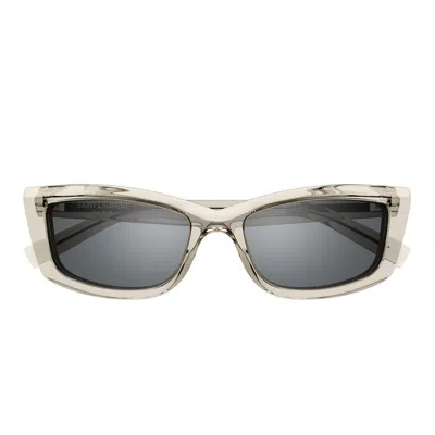Saint Laurent Logo Acetate Cat-eye Sunglasses In Beige