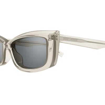 Saint Laurent Logo Acetate Cat-eye Sunglasses In Beige