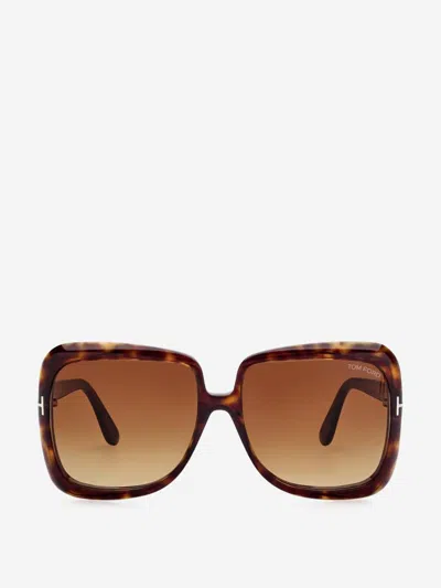 Tom Ford Lorelai 59mm Square Sunglasses In Contrast T Unpolarized Glass On Both Temples