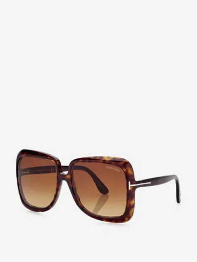 Tom Ford Lorelai 59mm Square Sunglasses In Contrast T Unpolarized Glass On Both Temples