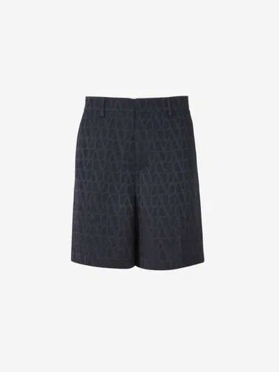 Valentino Geometric Pattern Knee Length Shorts In Jacquard Logo