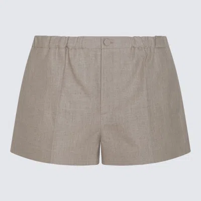 Valentino Mid-rise Pleated Shorts In Beige