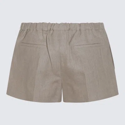 Valentino Mid-rise Pleated Shorts In Beige