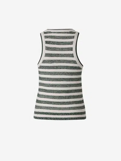 Veronica Beard Jerrel Tank Top In Ivory/hunter Green In Striped Motif