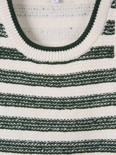 Veronica Beard Jerrel Tank Top In Ivory/hunter Green In Striped Motif