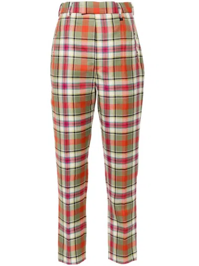 Vivienne Westwood High-waisted Wool Check Trousers In Red