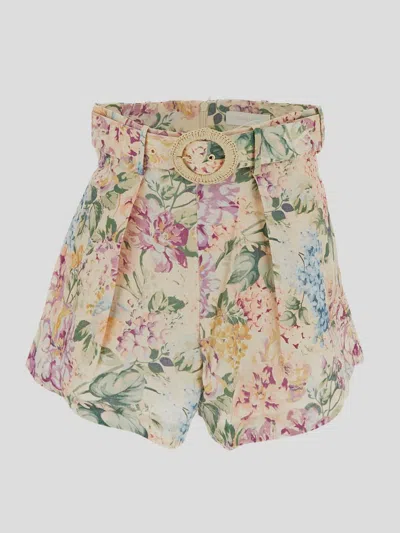 Shop Zimmermann Shorts In Multiwatercolourfloral