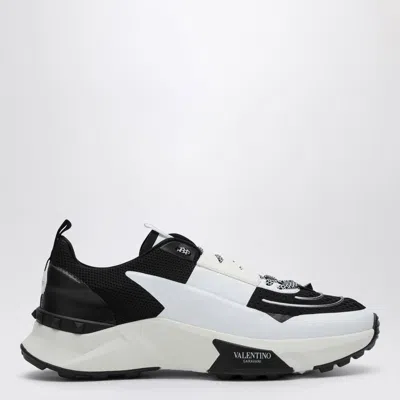 Valentino True Act Leather-trimmed Mesh And Rubber Sneakers In Black