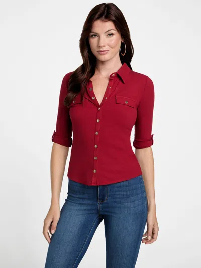 Guess Factory Barcelona Long-sleeve Polo Top In Multi