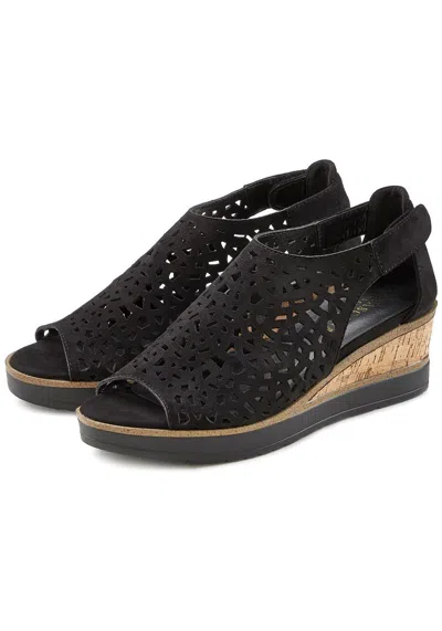 Lascana Women's Cut Out Wedge Sandals In Black