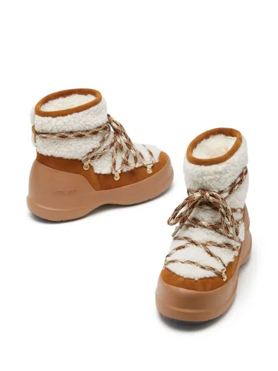 Moon Boot Capsule Luna Low Shearling Snow Boots In Beige