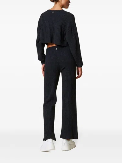 Twinset Knitted Palazzo Pants In Grey