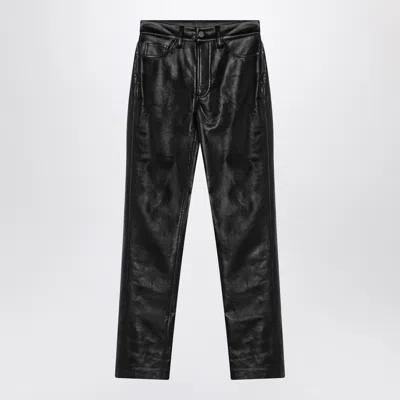 Shop Anine Bing Bruno Pants In Black Regenerated Leather