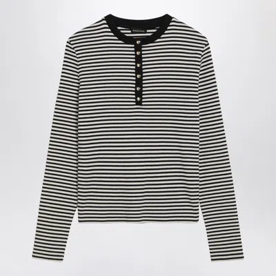 Anine Bing Alessia Long Sleeve Tee In Cream And Black Stripe