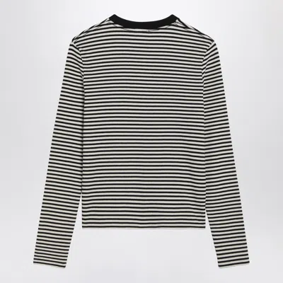 Anine Bing Alessia Long Sleeve Tee In Cream And Black Stripe