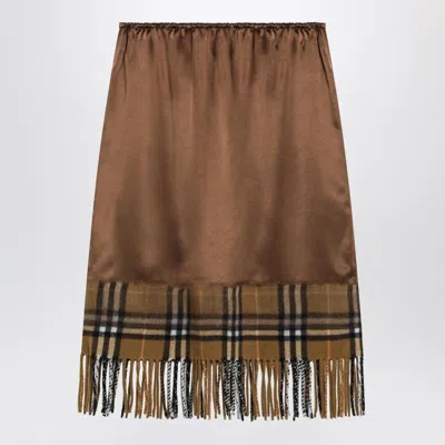 Burberry Checked Midi Fringed Skirt