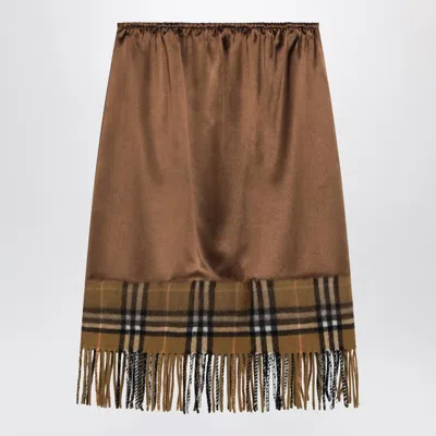 Burberry Checked Midi Fringed Skirt