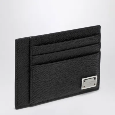 Dolce & Gabbana Black Textured Calf Leather Bi-fold Wallet