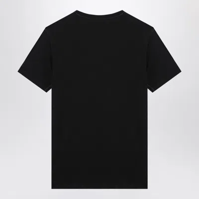 Dolce & Gabbana Black T-shirt With Logo Tag Detail On The Front In Cotton Man