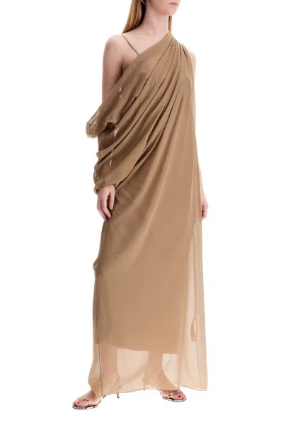 Khaite Taj Layered Draped One-shoulder Silk-chiffon Maxi Dress