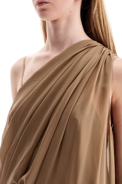 Khaite Taj Layered Draped One-shoulder Silk-chiffon Maxi Dress
