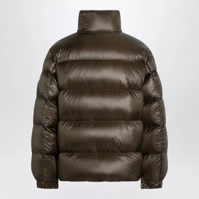 Shop Moncler Brown Down Jacket In Laqué Nylon