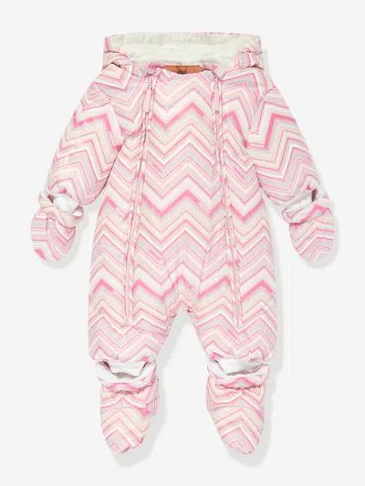 Missoni Chevron-print Snowsuit In Pink