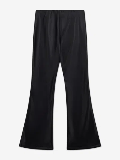 Guess Girls Faux Leather Wide Fit Leggings In Black
