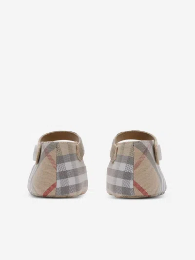Burberry Check-print Cotton Mary Jane Shoes In Beige