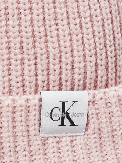 Calvin Klein Girls Monogram Rib Beanie Hat In Pink