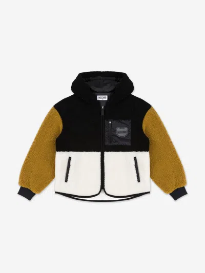 Moschino Teddy Bear Logo Hooded Jacket In Black