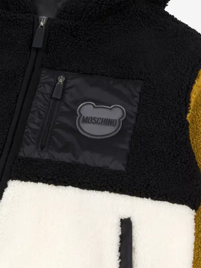 Moschino Teddy Bear Logo Hooded Jacket In Black