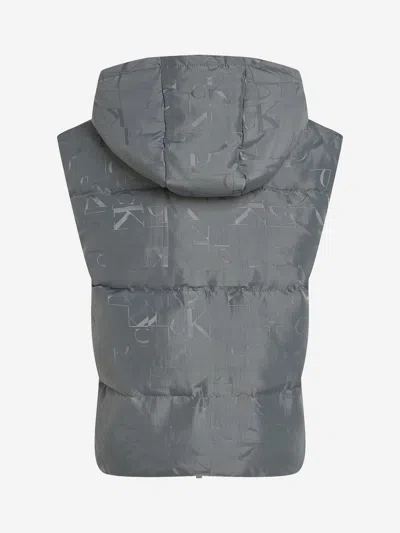 Calvin Klein Boys City Grid Jacquard Gilet In Grey