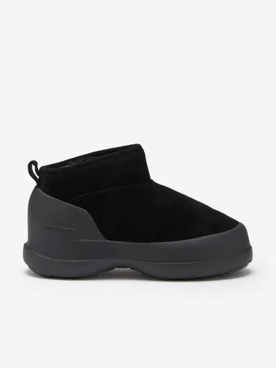 Moon Boot Kids Luna Low Suede Boots In Black