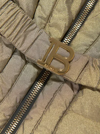 Balmain Kids Quilted Belted Metallic Shell Jacket (12-14 Years) In Gold
