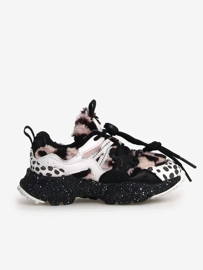 Flower Mountain Faux-fur Panelled Sneakers In Multicoloured