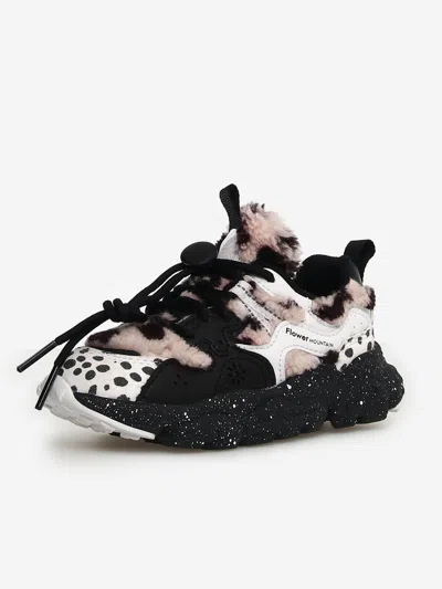 Flower Mountain Faux-fur Panelled Sneakers In Multicoloured