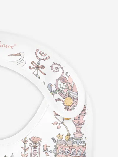 Atelier Choux Baby Girls Toile De Jouy - Caitlin Wilson Satin Bib In Pink