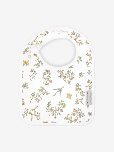 Atelier Choux Baby Girls In Bloom Satin Bib In Pink