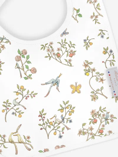 Atelier Choux Baby Girls In Bloom Satin Bib In Pink