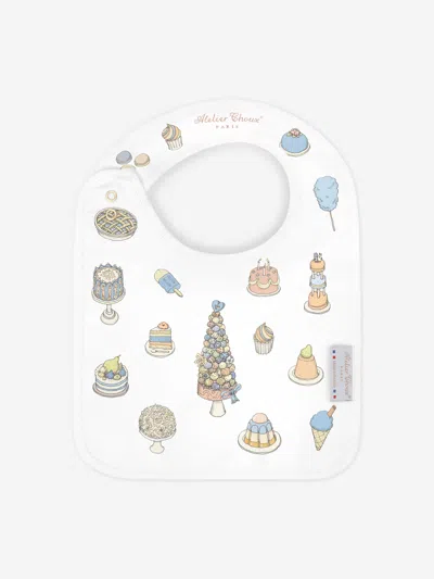 Atelier Choux Baby Sweetie Pie Satin Bib In White