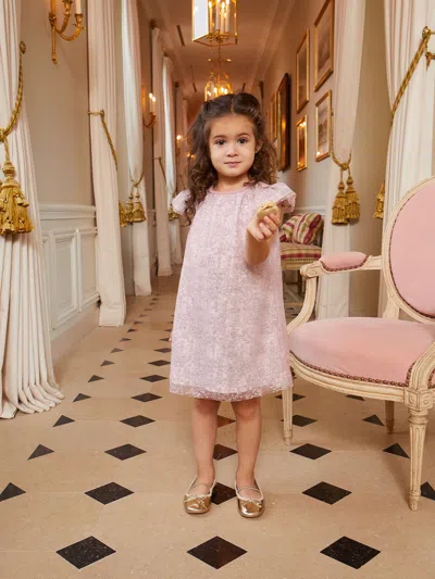 Atelier Choux Baby Girls Glittery Toile De Jouy Dress In Pink