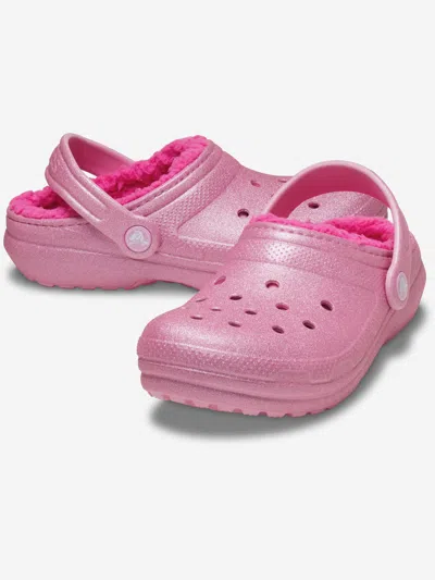 Crocs Kids'  Classic Glitter Girls Clogs Colour: Pink Tweed Glitter, Size: Junior 3 In Pink Tweed Glitter R