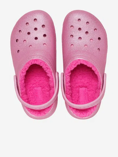 Crocs Kids'  Classic Glitter Girls Clogs Colour: Pink Tweed Glitter, Size: Junior 3 In Pink Tweed Glitter R