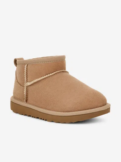 Shop Ugg Kids Classic Ultra Mini Boots In Beige