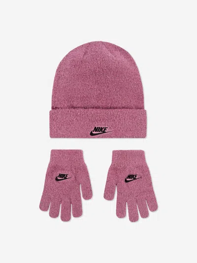 Nike Girls Twinkle Cozy Apex 2 Piece Beanie Set In Pink