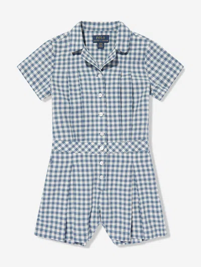 Polo Ralph Lauren Ralph Lauren Girls Gingham Playsuit In Blue