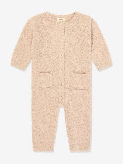 7am Enfant Baby Fuzzy Long Sleeve Romper In Beige