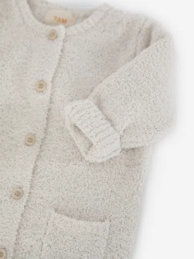 7am Enfant Baby Fuzzy Long Sleeve Romper In Ivory