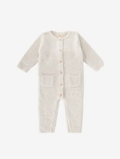 7am Enfant Baby Fuzzy Long Sleeve Romper In Ivory
